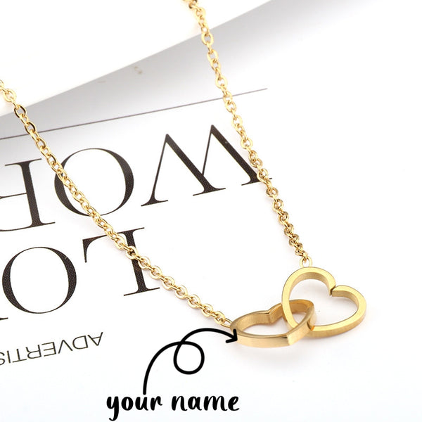 Mirror Necklace Heart-to-heart Titanium Steel Double Hoop